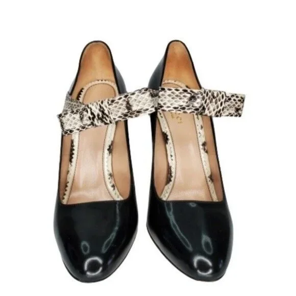 Gucci Tricolor Leather Snakeskin Nimue Mary Jane Pumps Heels. EU 38 (US 8) - Picture 3 of 9